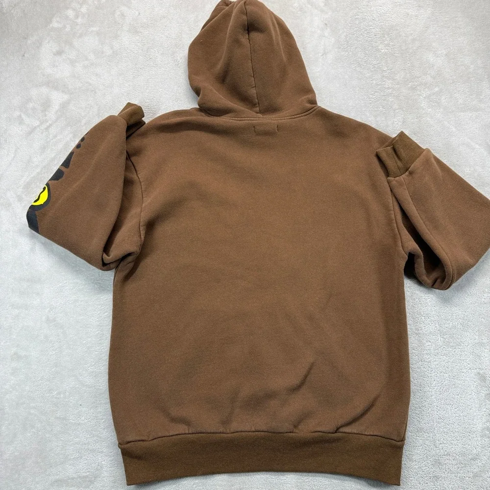PacSun Sweatshirt Men's Medium Hoodie Brown Smiley Yin Yang One Love Streetwear‎ - Picture 6 of 9